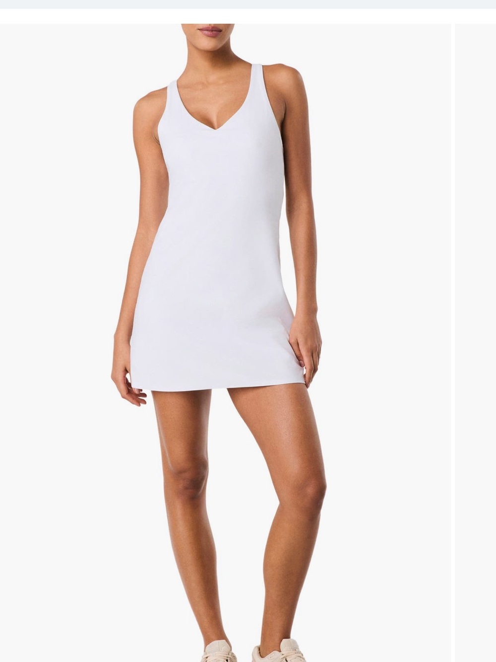 SPANX White V-Neck Mini athletic booty boost Dress tennis golf compression